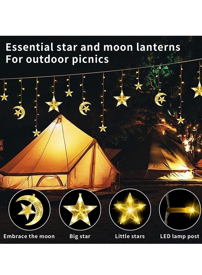 Yoawllty Ramadan Lights, LED Ramadan Decorations Lights with Remote Control and Battery Case, Moon Star Ramadan Lights For Home Decoration（12 Drops of Star-Moon Bulbs） - Image 5